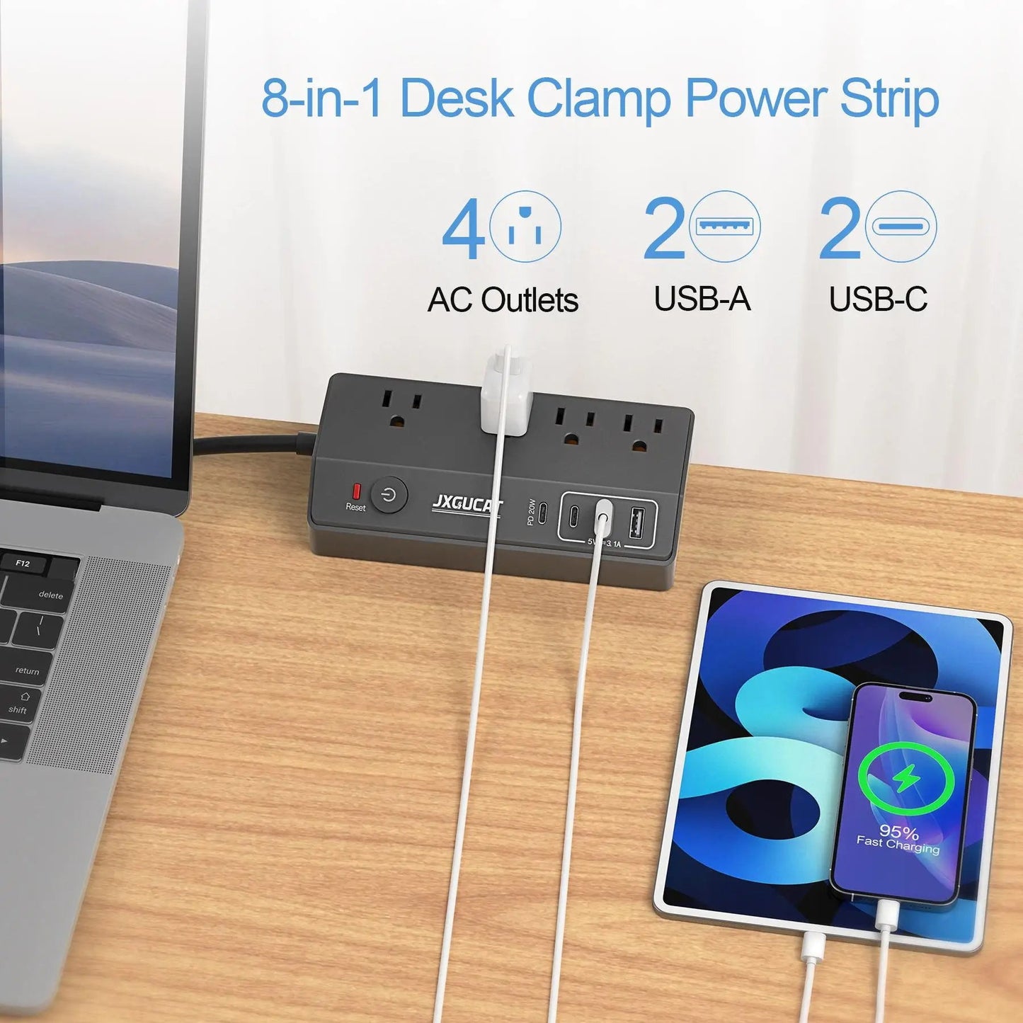 Desk Power Strip with USB - C - Stop Reaching for Wall Outlets - Desk Accessories by ReliefClick