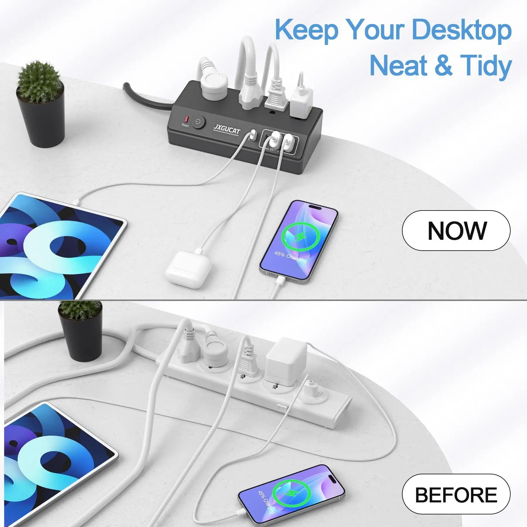 Desk Power Strip with USB - C - Stop Reaching for Wall Outlets - Desk Accessories by ReliefClick