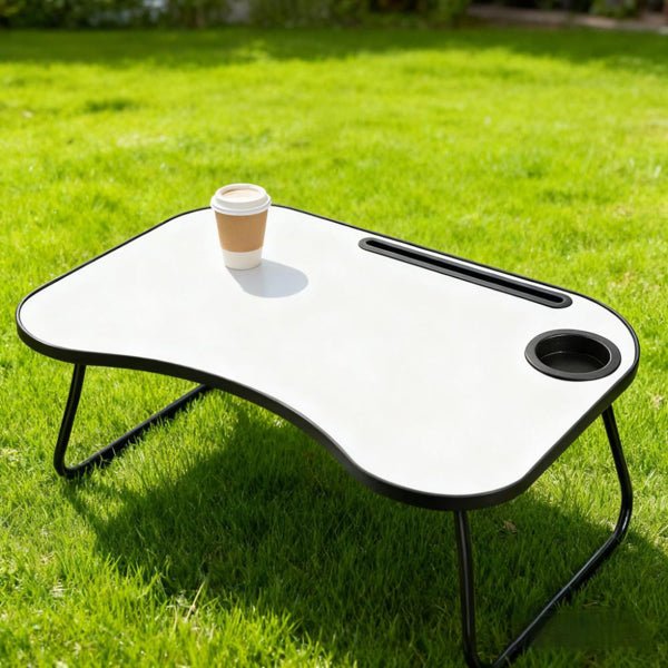 Ergonomic Portable Laptop Desk – Foldable Wood & Matte Metal with Cup Holder - Office Accessories by ReliefClick
