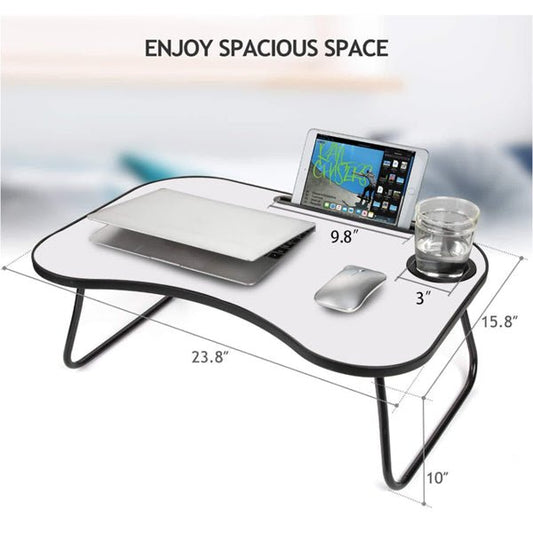 Ergonomic Portable Laptop Desk – Foldable Wood & Matte Metal with Cup Holder - Office Accessories by ReliefClick
