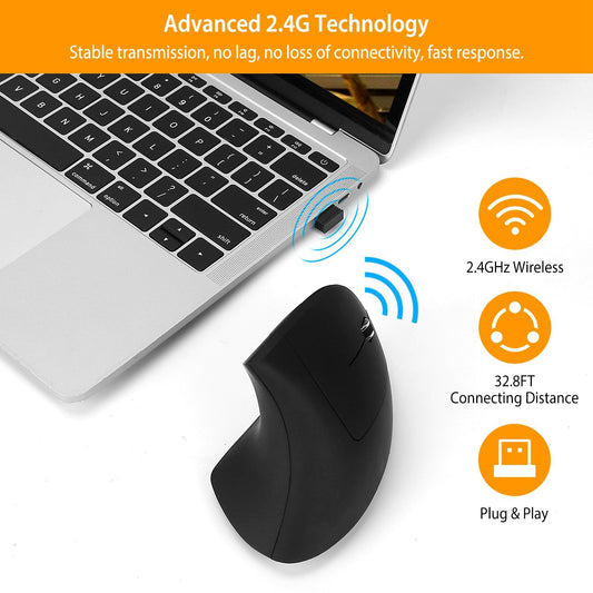 ReliefClick Ergonomic Vertical Wireless Mouse - 6 Buttons, Adjustable DPI - Wireless Mouse by ReliefClick